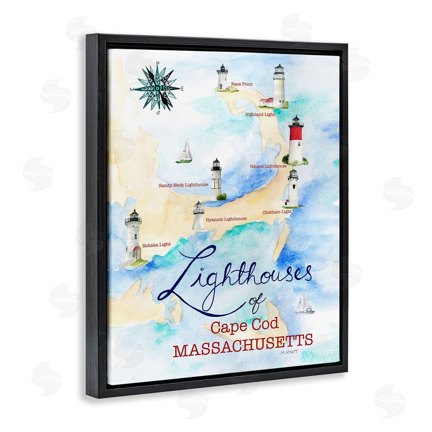 Melissa Hyatt | Coastal Map of Cape Cod Massachusetts Lighthouses
