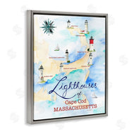 Melissa Hyatt | Coastal Map of Cape Cod Massachusetts Lighthouses