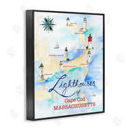 Melissa Hyatt | Coastal Map of Cape Cod Massachusetts Lighthouses