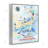Melissa Hyatt | Coastal Map of Cape Cod Massachusetts Lighthouses
