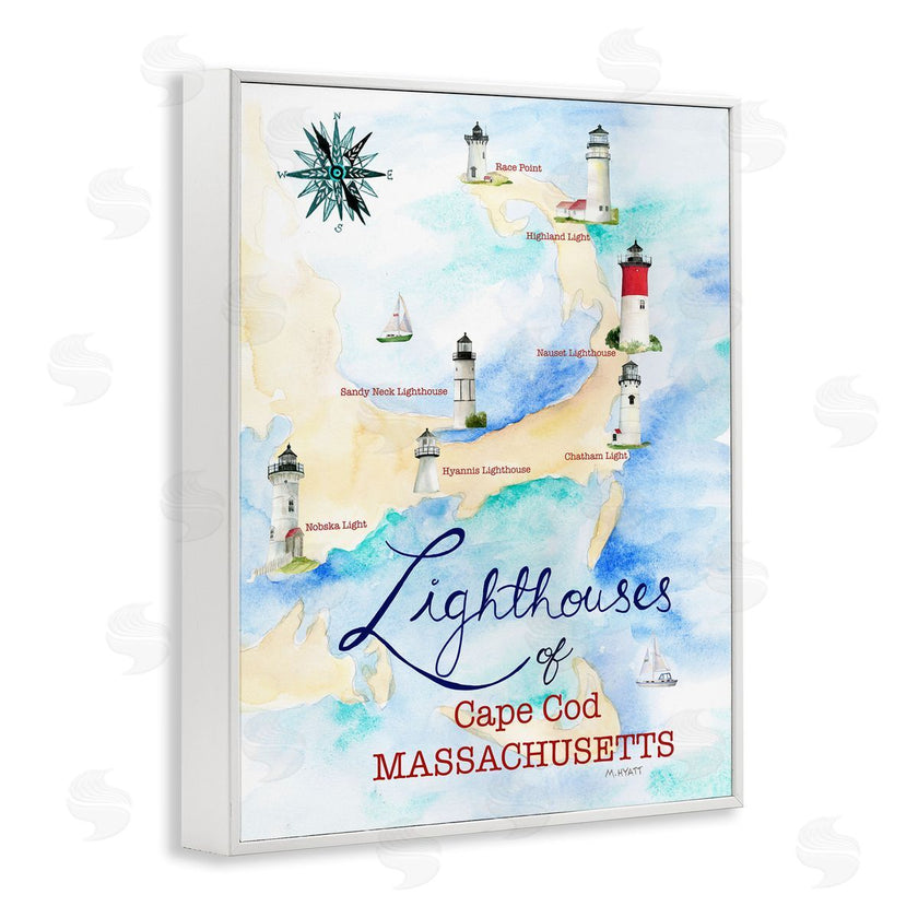 Melissa Hyatt | Coastal Map of Cape Cod Massachusetts Lighthouses