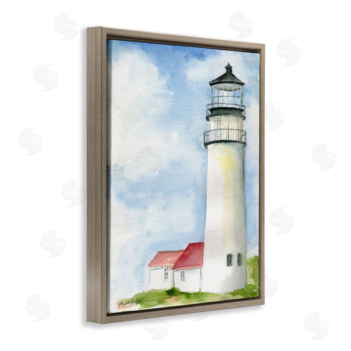 Melissa Hyatt Highland Lighthouse Nautical Coast Architecture Brown Floater Frame Canvas Art