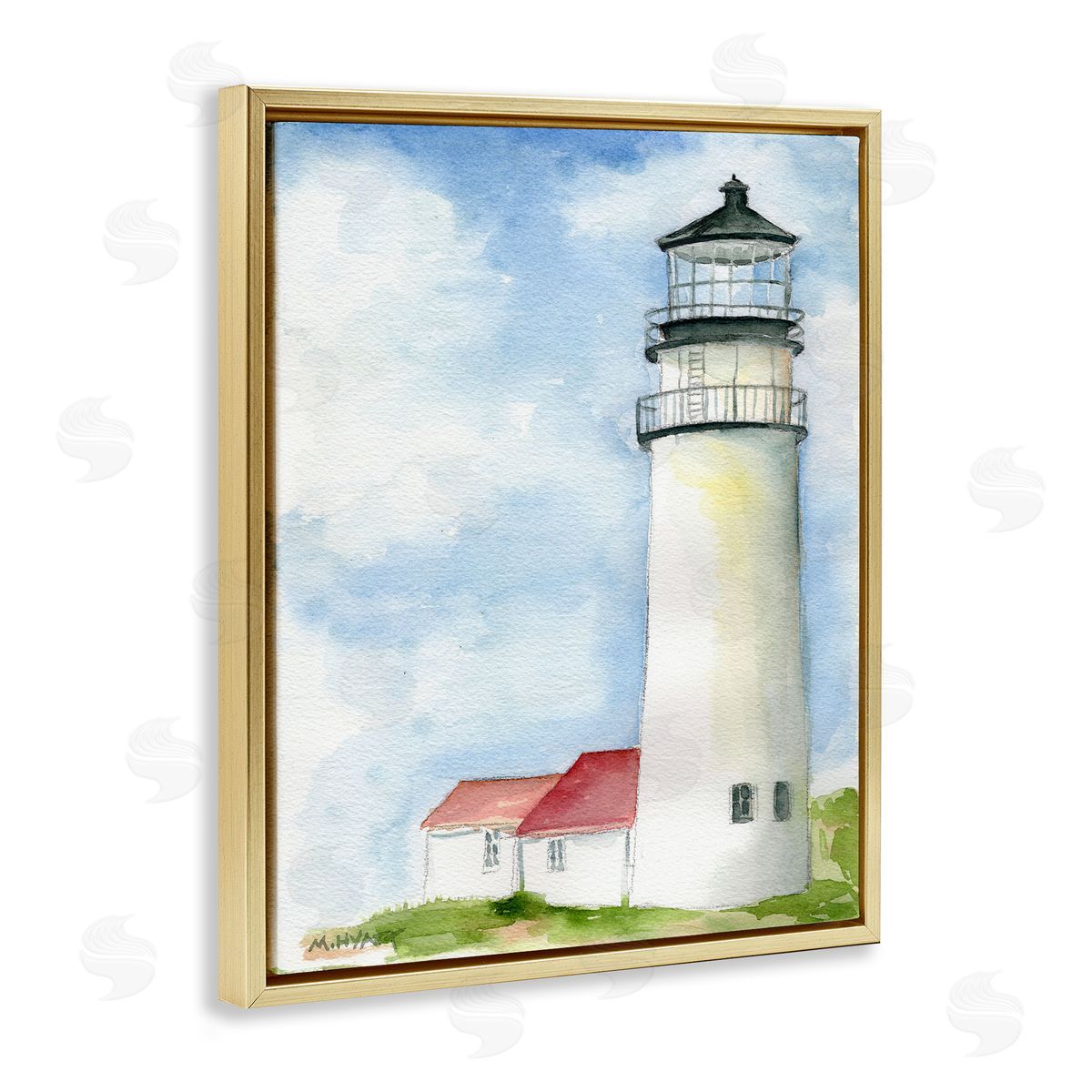 Melissa Hyatt Highland Lighthouse Nautical Coast Architecture Gold Floater Frame Canvas Art