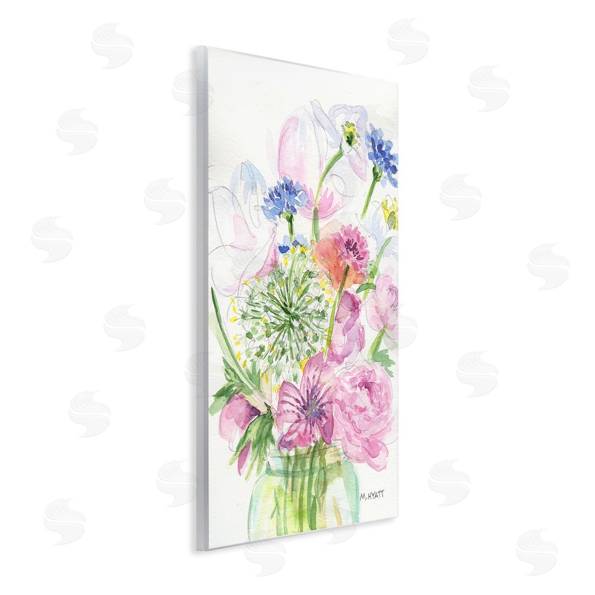 Melissa Hyatt Assorted Spring Floral Bouquet in Canning Jar Wall Plaque Art