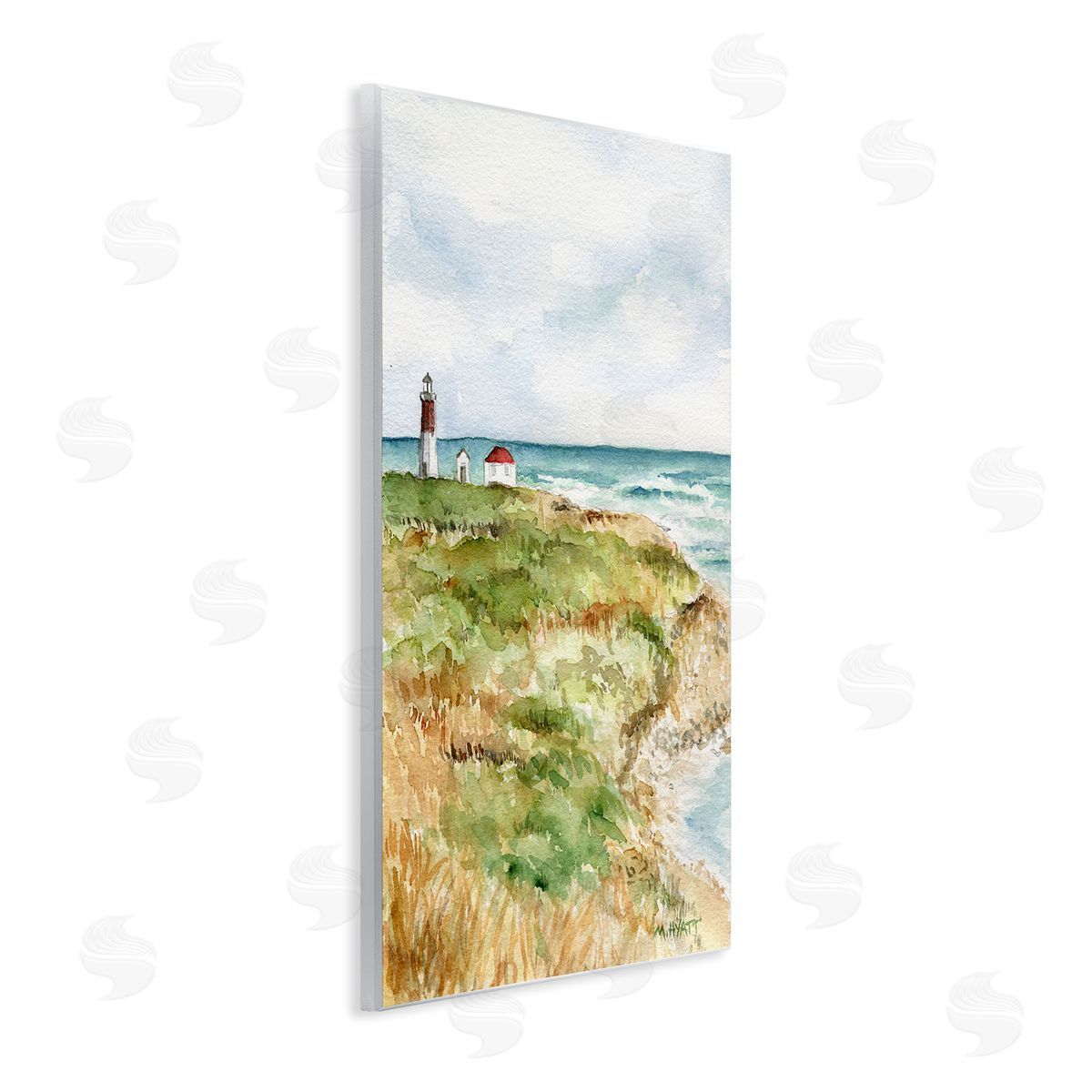 Melissa Hyatt Point Judith Cliffside Lighthouse Coastal Landscape Wall Plaque Art