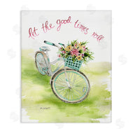 Melissa Hyatt | Let Good Times Roll Phrase Blue Floral Bike