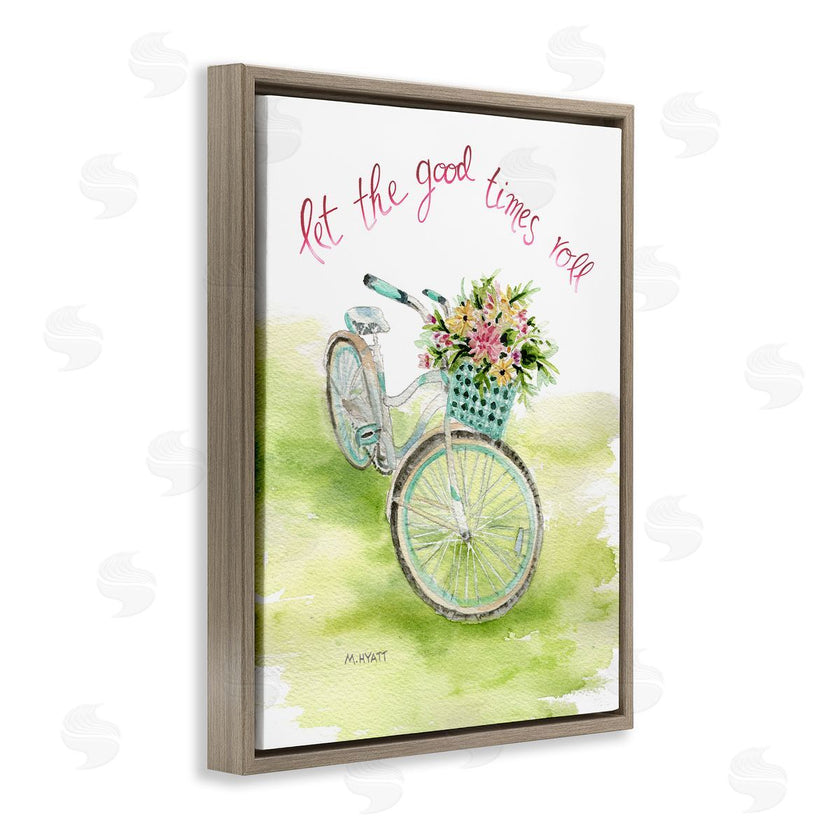 Melissa Hyatt | Let Good Times Roll Phrase Blue Floral Bike