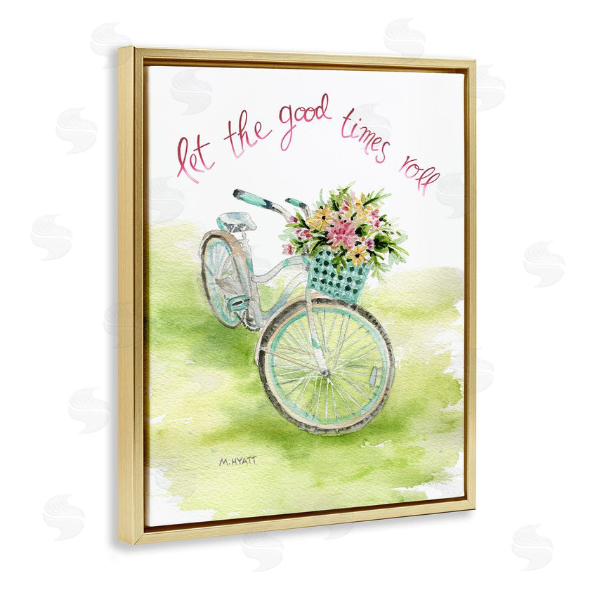 Melissa Hyatt | Let Good Times Roll Phrase Blue Floral Bike