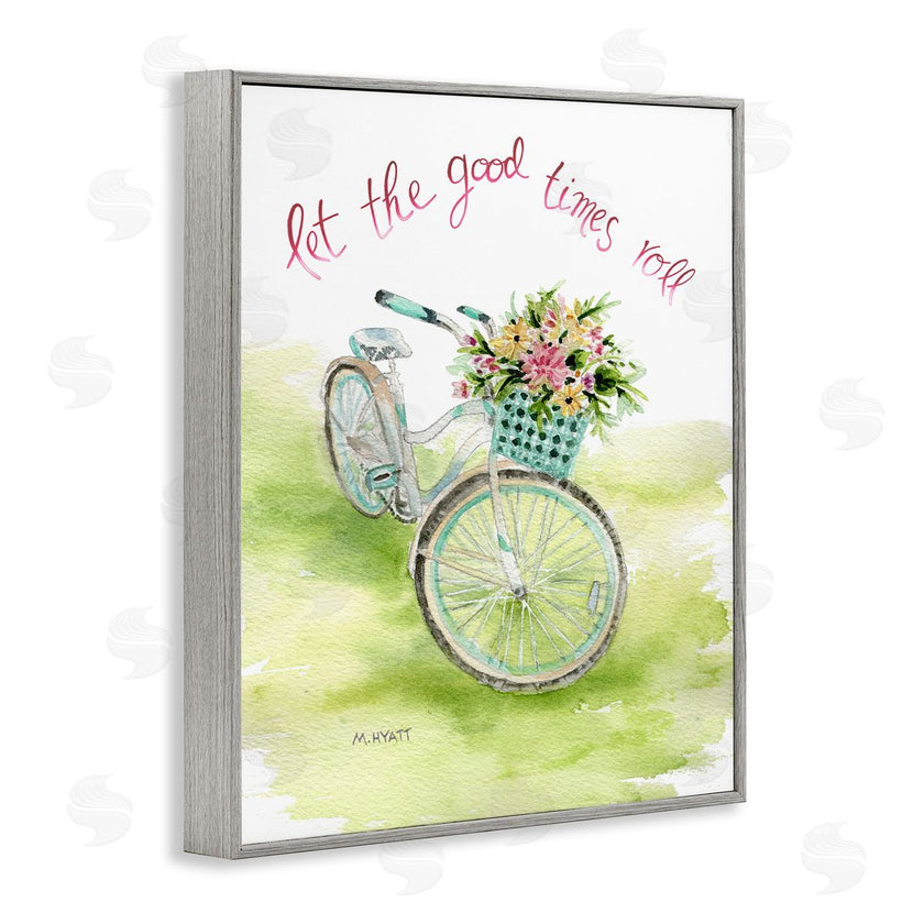 Melissa Hyatt | Let Good Times Roll Phrase Blue Floral Bike