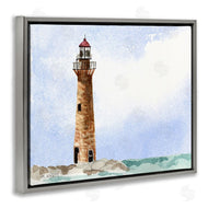 Melissa Hyatt | Coastal Little Gull Lighthouse Soft Watercolor Seascape