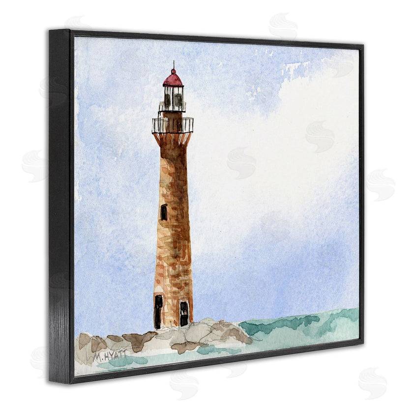 Melissa Hyatt | Coastal Little Gull Lighthouse Soft Watercolor Seascape