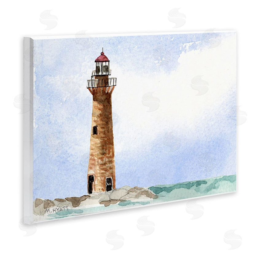 Melissa Hyatt | Coastal Little Gull Lighthouse Soft Watercolor Seascape