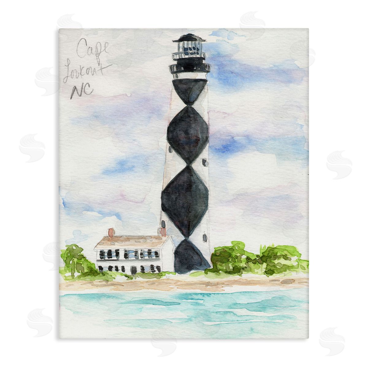 Melissa Hyatt Black Diamond Lighthouse With Beach Coast Landscape Canvas Wall Art