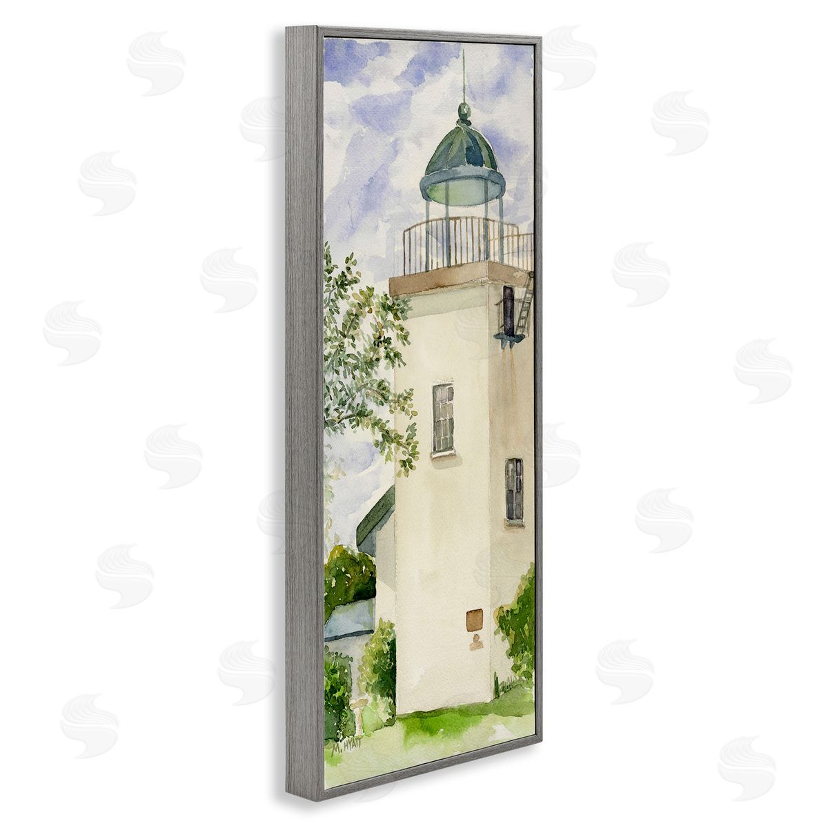 Melissa Hyatt Horton Point Lighthouse Coastal Architecture Landscape Gray Framed Giclee Wall Art
