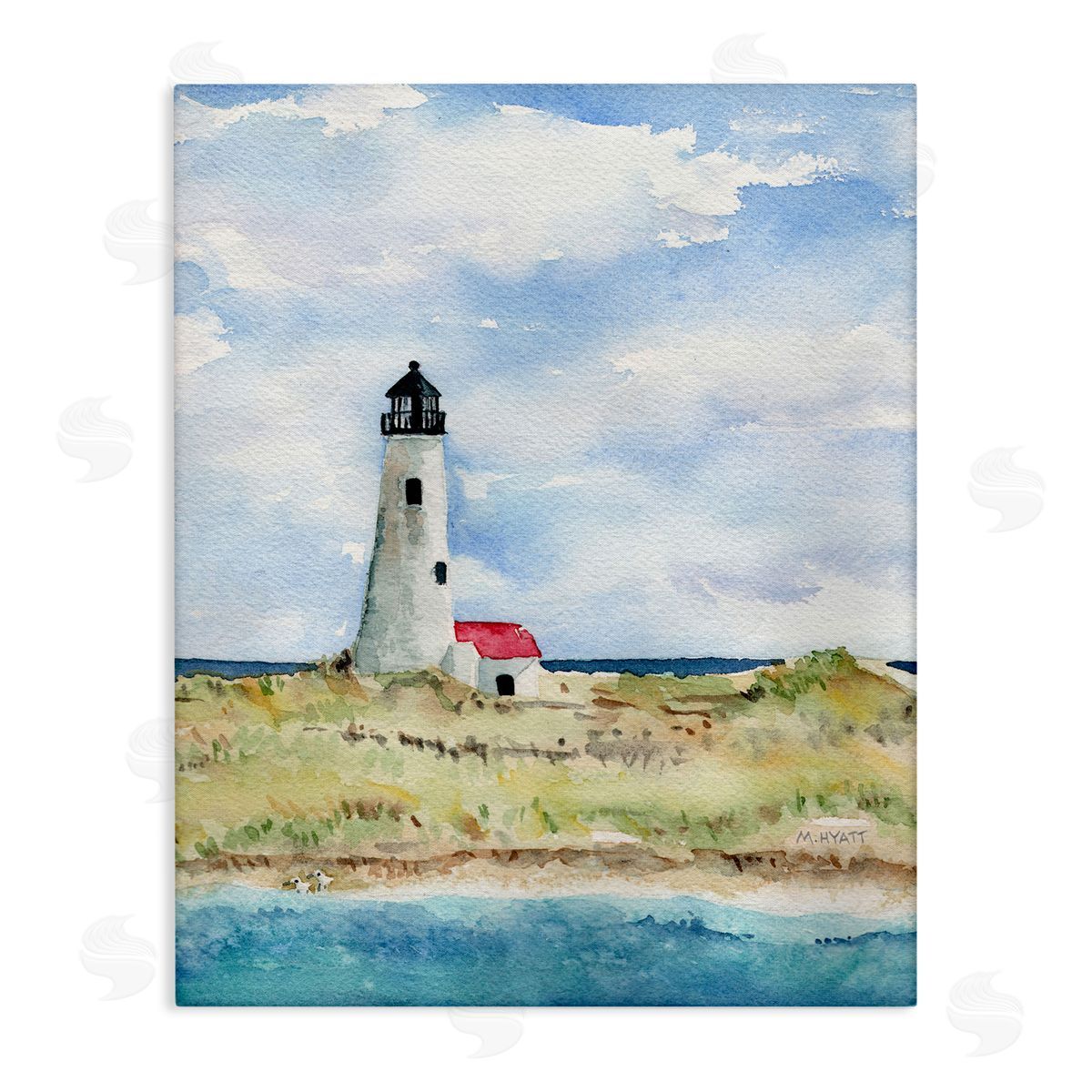 Melissa Hyatt Lighthouse on Peninsula Soft Coastal Landscape Canvas Wall Art
