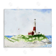 Melissa Hyatt | Red Striped Lighthouse on Coastal Cliff