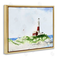 Melissa Hyatt | Red Striped Lighthouse on Coastal Cliff