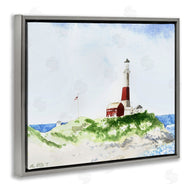 Melissa Hyatt | Red Striped Lighthouse on Coastal Cliff