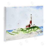 Melissa Hyatt | Red Striped Lighthouse on Coastal Cliff