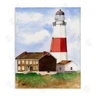 Melissa Hyatt | Nautical Red Striped Lighthouse Coastal Cliff Architecture
