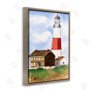 Melissa Hyatt | Nautical Red Striped Lighthouse Coastal Cliff Architecture