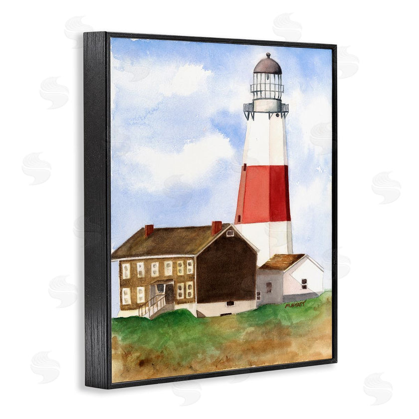 Melissa Hyatt | Nautical Red Striped Lighthouse Coastal Cliff Architecture