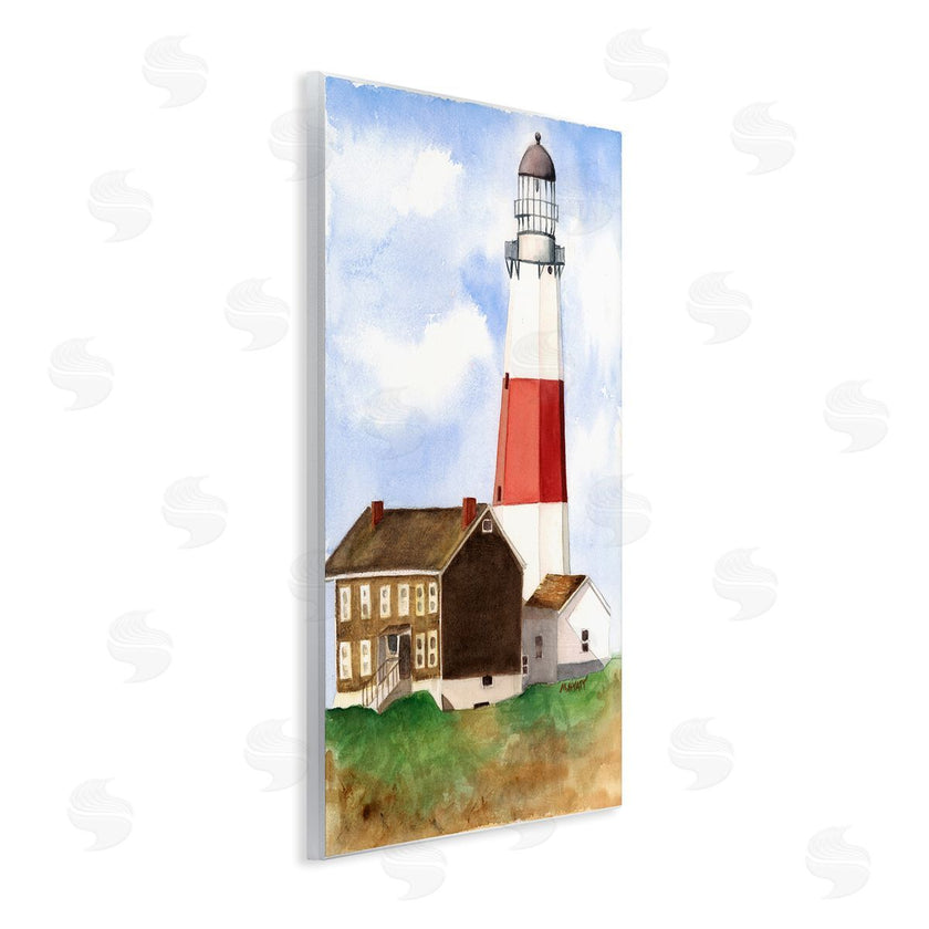 Melissa Hyatt | Nautical Red Striped Lighthouse Coastal Cliff Architecture