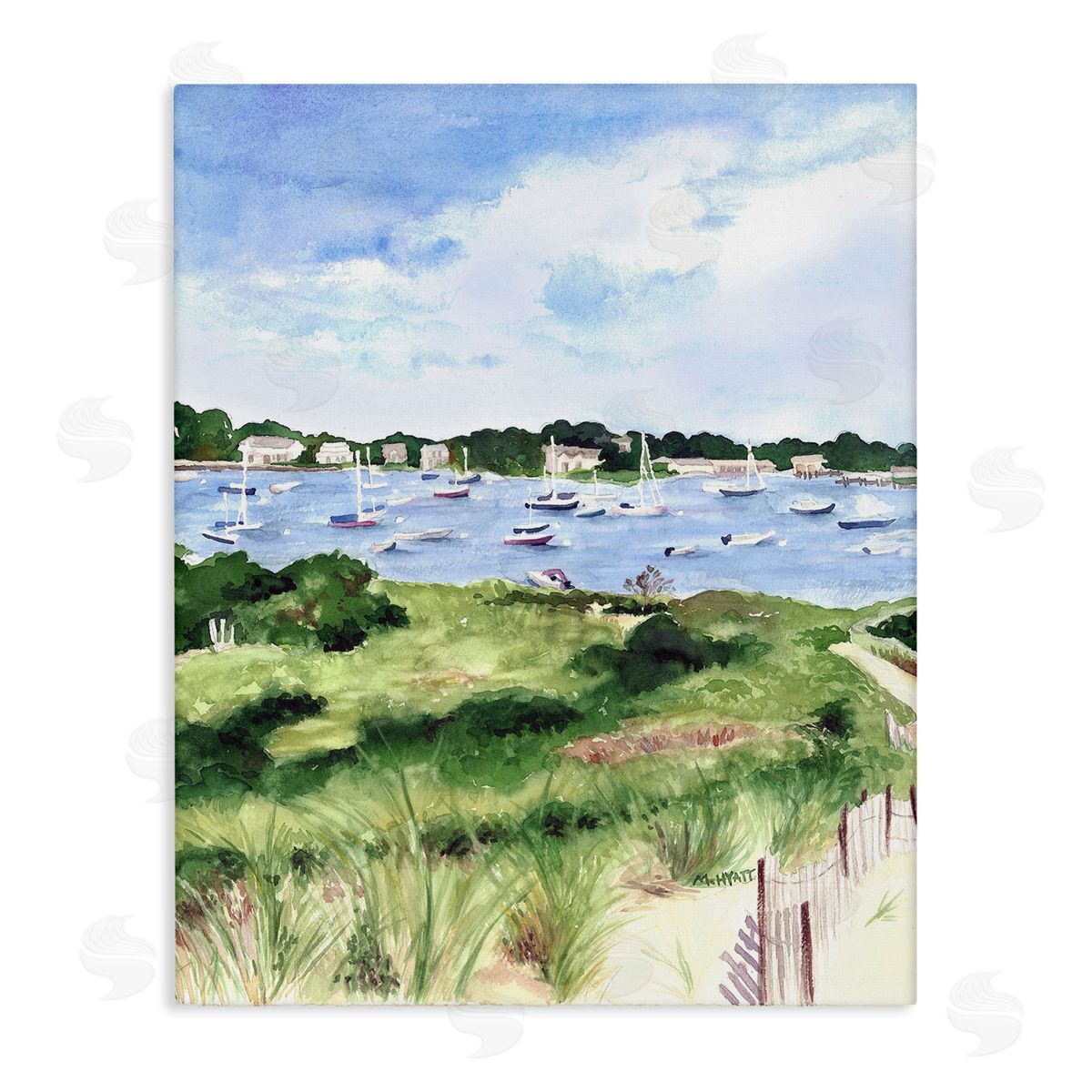 Melissa Hyatt Coastal Seaside Boats with Rested Sails Canvas Wall Art