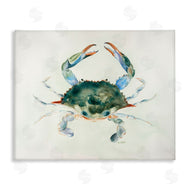Melissa Hyatt | Blue Sea Crab Over Beige Soft Watercolors