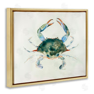 Melissa Hyatt | Blue Sea Crab Over Beige Soft Watercolors