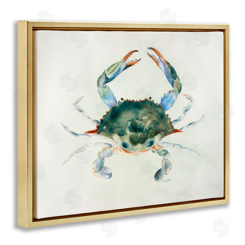 Melissa Hyatt | Blue Sea Crab Over Beige Soft Watercolors