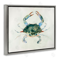 Melissa Hyatt | Blue Sea Crab Over Beige Soft Watercolors