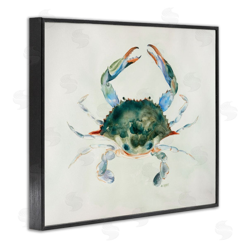 Melissa Hyatt | Blue Sea Crab Over Beige Soft Watercolors