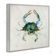 Melissa Hyatt | Blue Sea Crab Over Beige Soft Watercolors