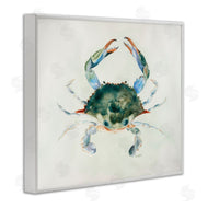 Melissa Hyatt | Blue Sea Crab Over Beige Soft Watercolors