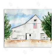 Melissa Hyatt | American Barn Side Soft Blue Brown Watercolor