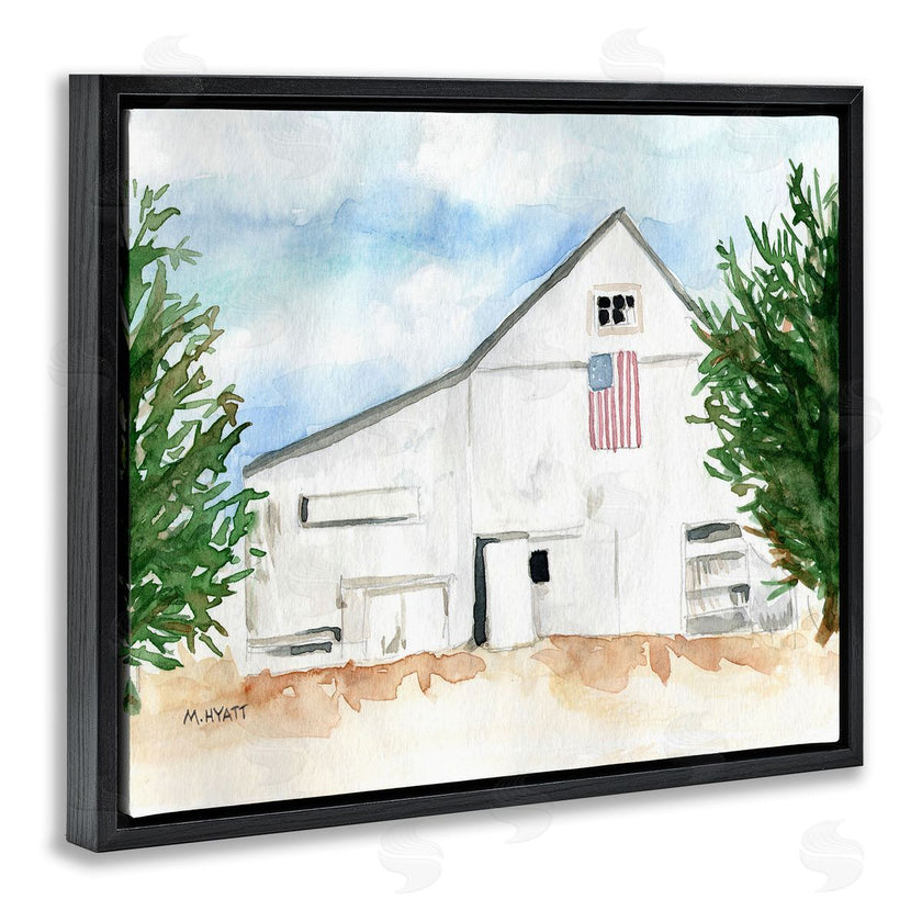 Melissa Hyatt | American Barn Side Soft Blue Brown Watercolor