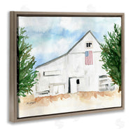 Melissa Hyatt | American Barn Side Soft Blue Brown Watercolor