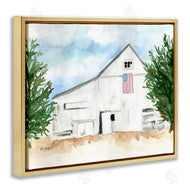 Melissa Hyatt | American Barn Side Soft Blue Brown Watercolor