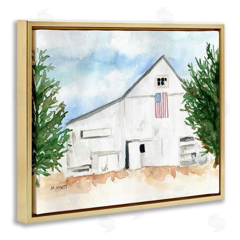 Melissa Hyatt | American Barn Side Soft Blue Brown Watercolor