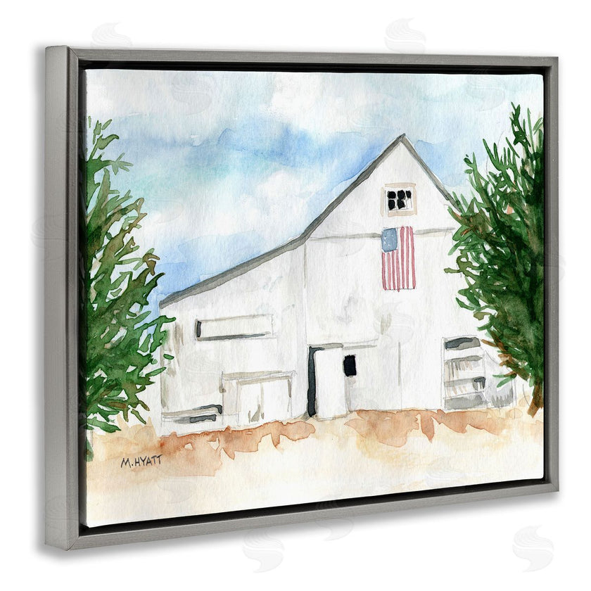 Melissa Hyatt | American Barn Side Soft Blue Brown Watercolor