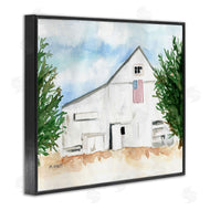 Melissa Hyatt | American Barn Side Soft Blue Brown Watercolor