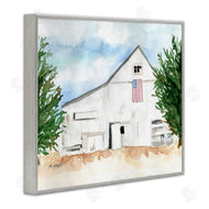 Melissa Hyatt | American Barn Side Soft Blue Brown Watercolor