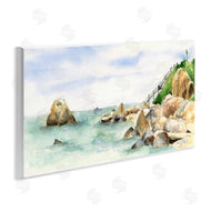 Melissa Hyatt | Rocky Point Coastal Seascape Soft Watercolor
