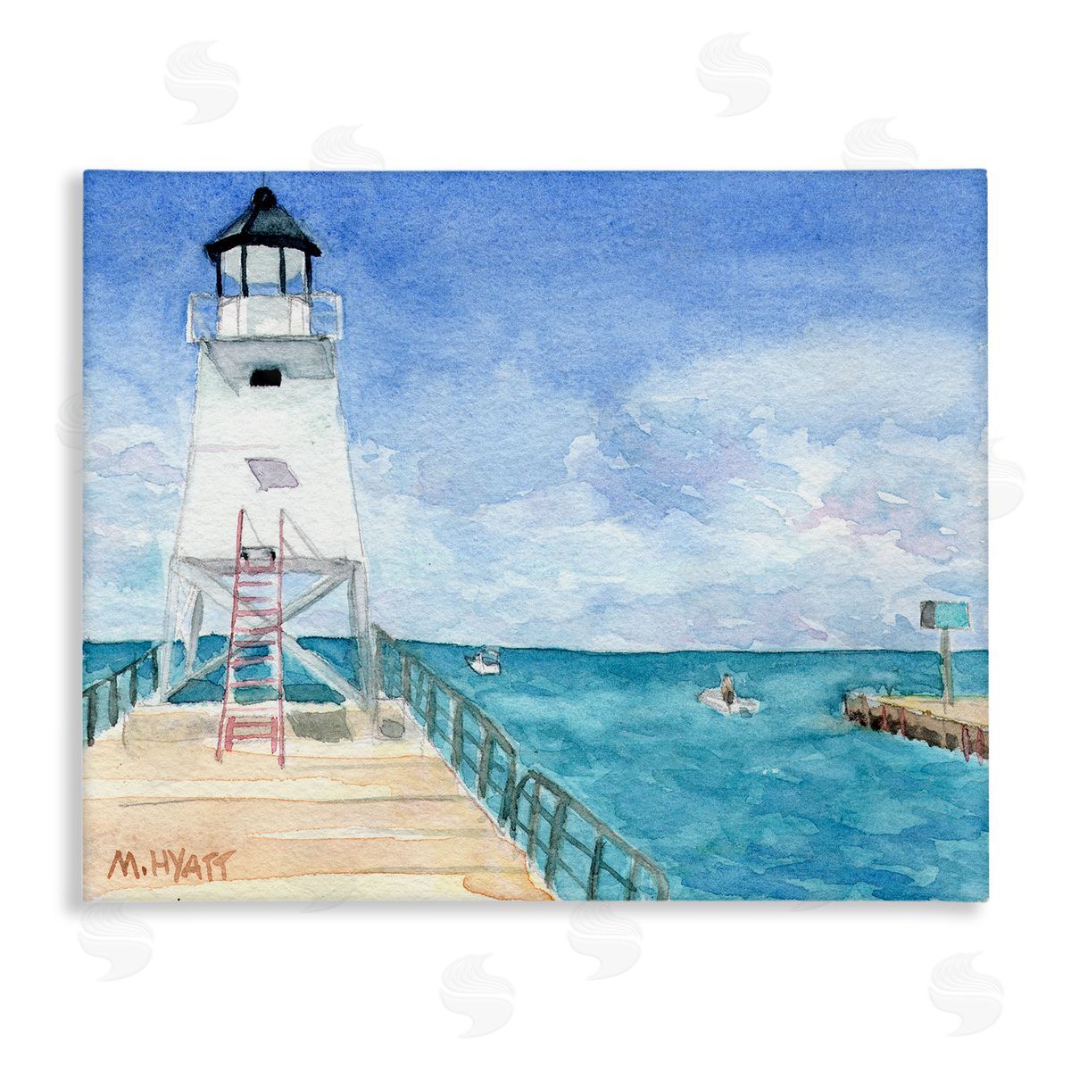 Melissa Hyatt Boardwalk Leading to Lighthouse Seaside Landscape Canvas Wall Art