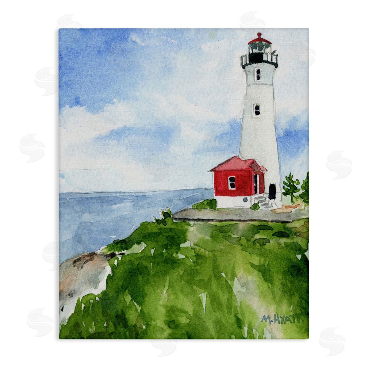 Melissa Hyatt Beach Cliff Lighthouse Ocean Overlook Landscape Canvas Wall Art