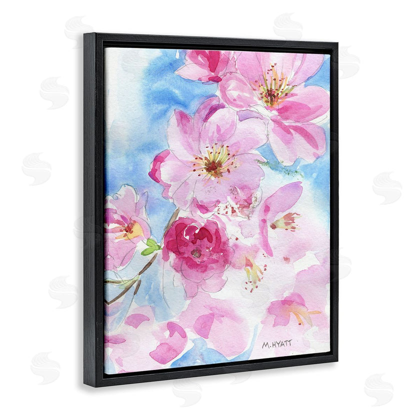 Melissa Hyatt | Cherry Blossom Pink Florals Blooming over Blue