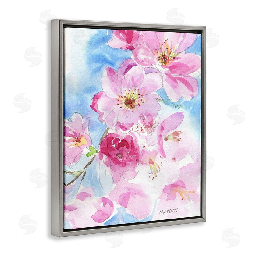 Melissa Hyatt | Cherry Blossom Pink Florals Blooming over Blue