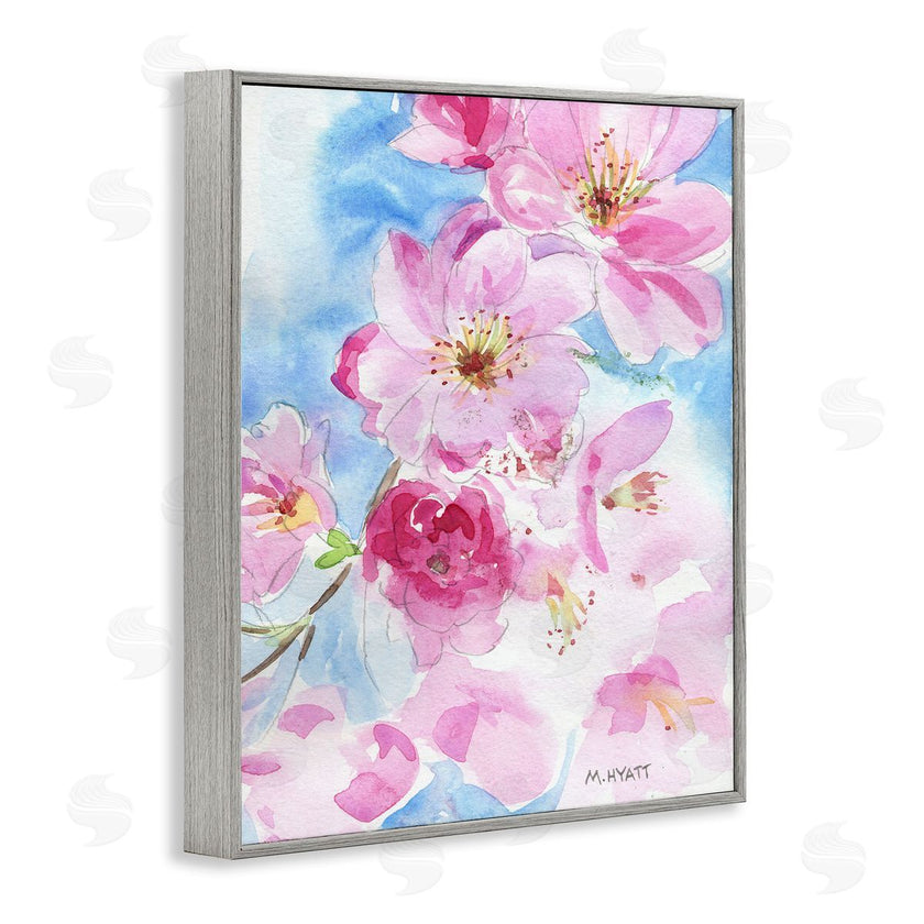 Melissa Hyatt | Cherry Blossom Pink Florals Blooming over Blue