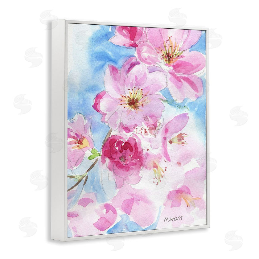 Melissa Hyatt | Cherry Blossom Pink Florals Blooming over Blue